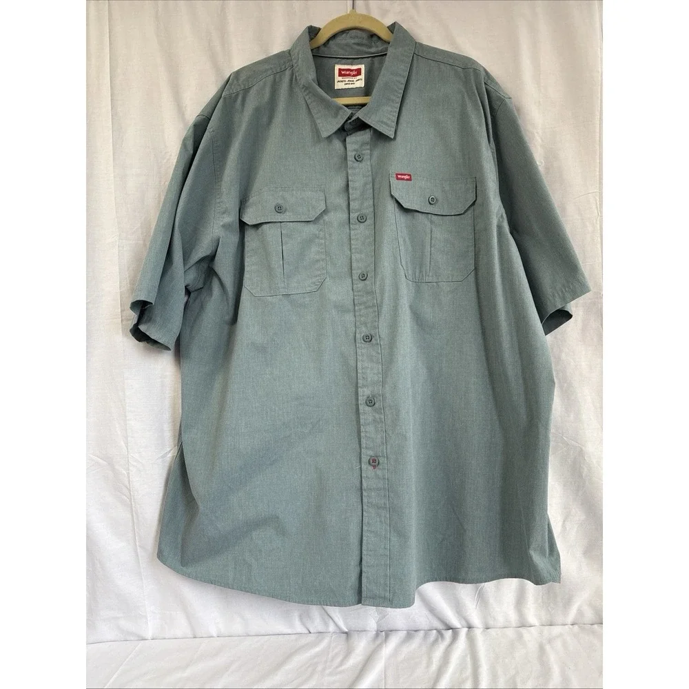Wrangler Short Sleeve Button-Down Shirt – Men’s Sz 3XL Green 60